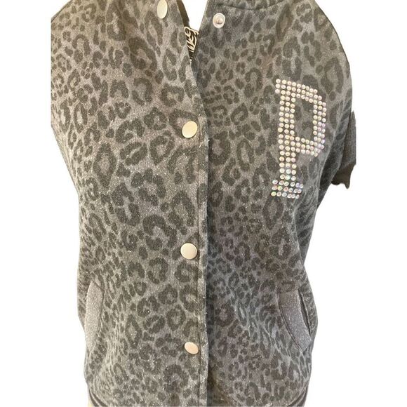 Pink Victorias Secret Varsity Jacket Colorblock Animal Print Leopard Sporty Outd - Picture 4 of 5